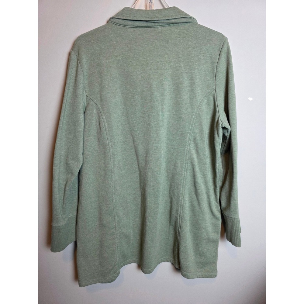 Soft Surroundings Sage Green Henley Pullover Tunic Sweatshirt Pockets Womens L‎ - Picture 2 of 9